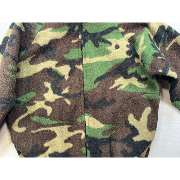 Vintage Saftbak Camo Fleece Jacket Mens S/M Green Brown - Picture 14 of 16